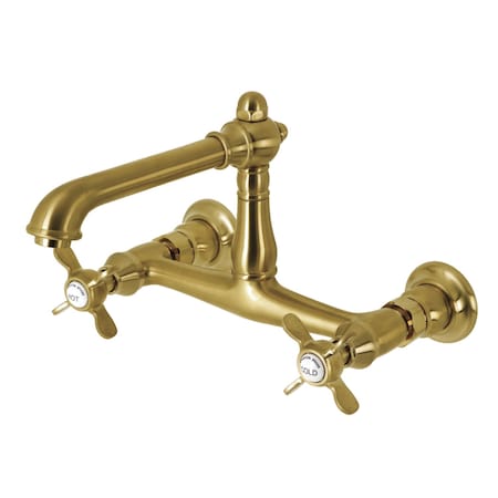 Kingston Brass KS7247BEX Two-Handle Wall Mount Bathroom Faucet, Brushed Brass KS7247BEX